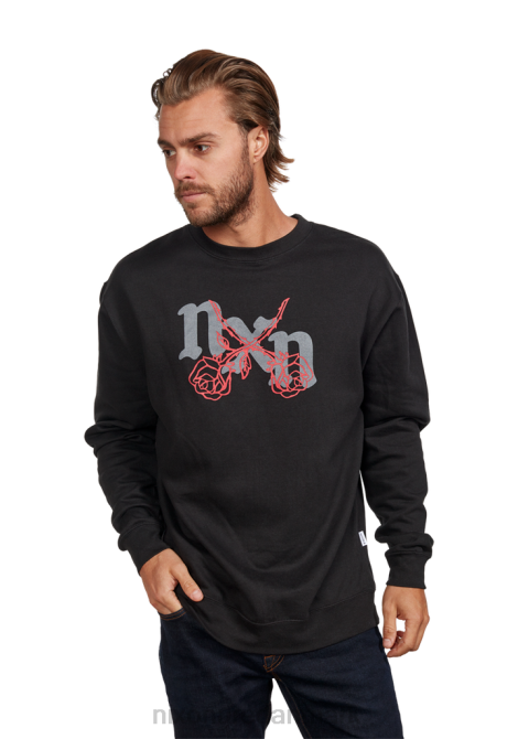 tøj Nixon rosas crew sweatshirt sort/rød 06F4474