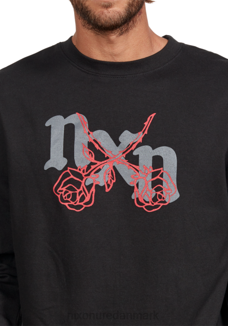 tøj Nixon rosas crew sweatshirt sort/rød 06F4474