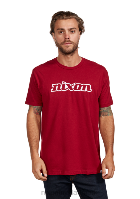 tøj Nixon og script eco-repreve t-shirt kardinal/hvid 06F4500