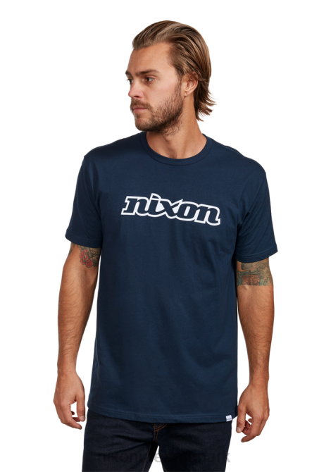 tøj Nixon og script eco-repreve t-shirt marineblå/hvid 06F4498