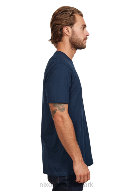 tøj Nixon og script eco-repreve t-shirt marineblå/hvid 06F4498