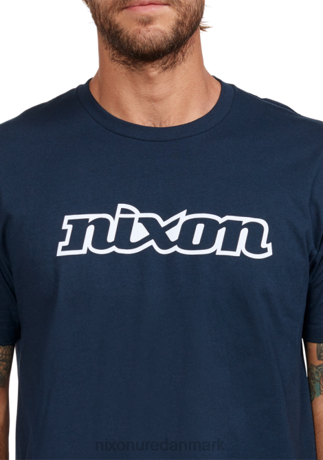 tøj Nixon og script eco-repreve t-shirt marineblå/hvid 06F4498