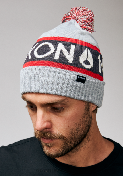tilbehør Nixon teamster beanie gråmeleret/rød 06F4373