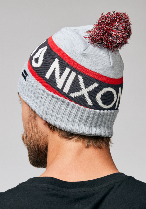 tilbehør Nixon teamster beanie gråmeleret/rød 06F4373