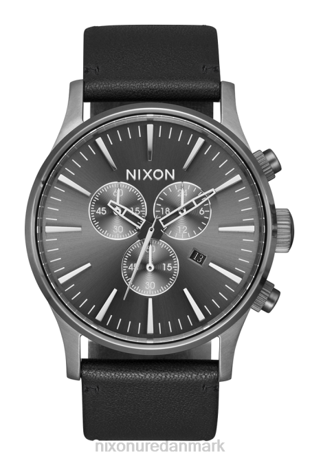 holde øje Nixon vagtpost chrono læder alt i gunmetal/sort 06F4109