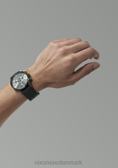 holde øje Nixon vagtpost chrono læder alt i gunmetal/sort 06F4109