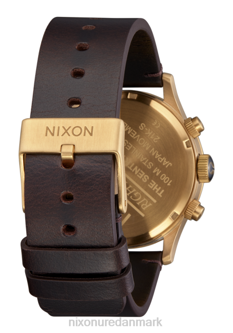 holde øje Nixon vagtpost chrono læder guld/indigo/brun 06F4108