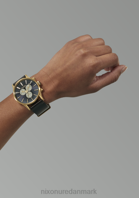 holde øje Nixon vagtpost chrono læder guld/indigo/brun 06F4108