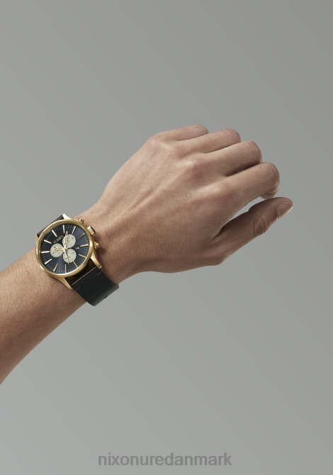 holde øje Nixon vagtpost chrono læder guld/indigo/brun 06F4108