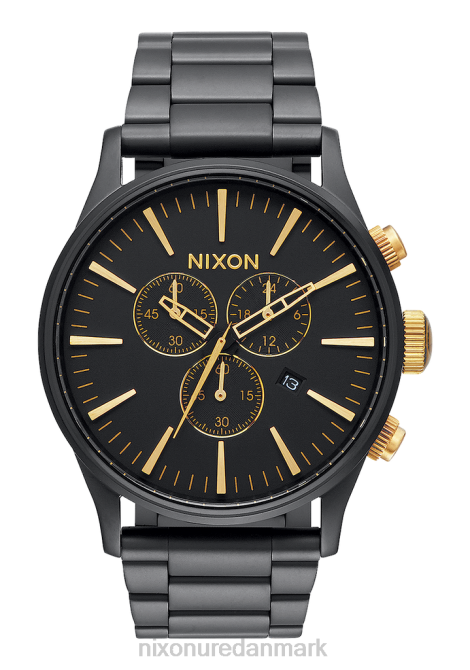 holde øje Nixon vagtpost chrono mat sort/guld 06F474