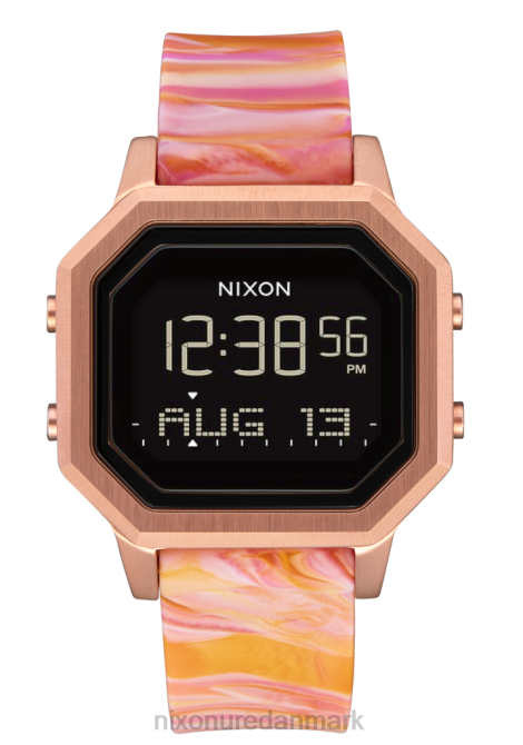 holde øje Nixon sirene i rustfrit stål rosa guld/pink marmor 06F4211